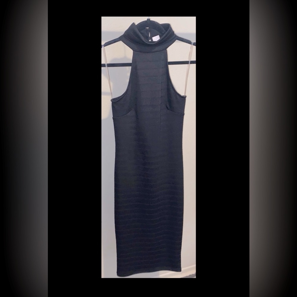 Monaco USA Black Bodycon Ribbed Halter Dress size Medium